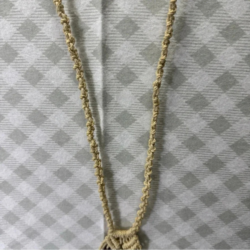 Boho Chic Macrame Owl Necklace - Vintage Handmade - Picture 5 of 7